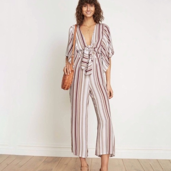 Faithfull the brand tilos striped tie front cut out wide leg jumpsuit romper - Picture 13 of 14